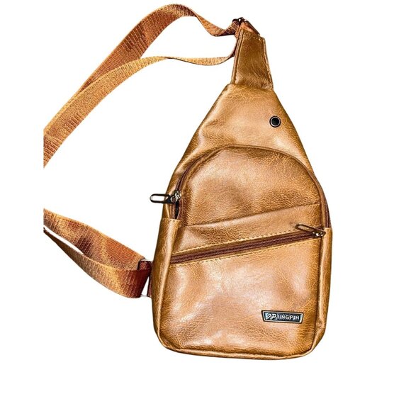 Unisex PU Leather Adjustable Travel/Cross body Bag in Whiskey Brown NWOT - Picture 1 of 10